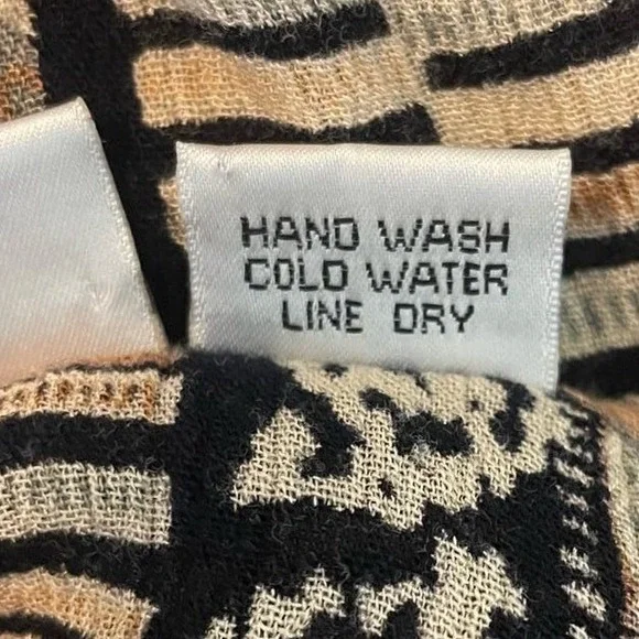 Vintage Kloz Animal Print Tribal Stripe Tunic Blouse Earth Tone Boho Artwear Top - Picture 9 of 9